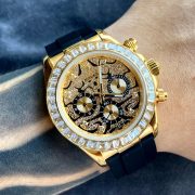 Rolxx Daytona "Eye of the Tiger" 40mm Gold Dial Rubber Watch Band Size:40mm - Image 7