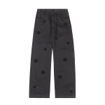 "Daisy" Long Work Pant Flowers Jeans "Black" 241 MPT086D HEMPBLK
