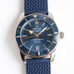 BRT Super Ocean 42mm Rose Gold Blue Rubber Braceket