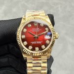 Rolxx DateJust 31 Yellow Gold Red Ombre Dlal