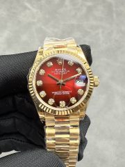 Rolxx DateJust 31 Yellow Gold Red Ombre Dlal