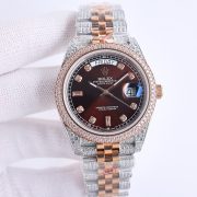 Rolxx Day-Date Full Diamond 40mm Luxury Red Dial
