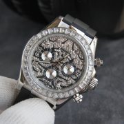 Rolxx Daytona "Eye of the Tiger" White Gold Dial Rubber Watch Band Size:40mm - Image 2