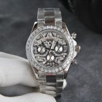 Rolxx Daytona "Eye of the Tiger" 40mm White Gold Dial Steel Watch Band Size:40mm