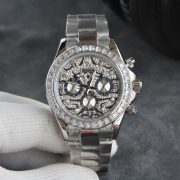 Rolxx Daytona "Eye of the Tiger" 40mm White Gold Dial Steel Watch Band Size:40mm
