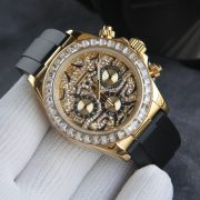 Rolxx Daytona "Eye of the Tiger" 40mm Gold Dial Rubber Watch Band Size:40mm - Image 2