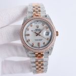 Rolxx Day-Date Full Diamond 40mm Luxury White Dial