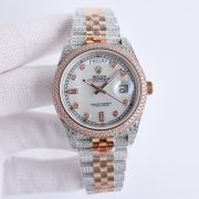 Rolxx Day-Date Full Diamond 40mm Luxury White Dial