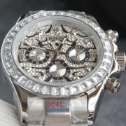 Rolxx Daytona "Eye of the Tiger" 40mm White Gold Dial Steel Watch Band Size:40mm - Image 2