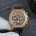 Rolxx Daytona "Eye of the Tiger" 40mm Gold Dial Rubber Watch Band Size:40mm