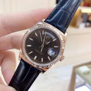 Rolxx Day-Date Black Leather Replica - Image 6