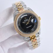 Rolxx Day-Date Full Diamond 40mm Luxury Black Dial - Image 2