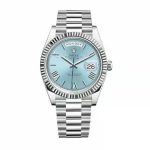 Rolxx Day Date Ice Blue Grooved Replica