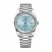 Rolxx Day Date Ice Blue Grooved Replica