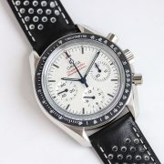 OMG Speedmaster 310.30.42.50.04.001 Movement 3861 Dial 42mm White Leather Strap - Image 2