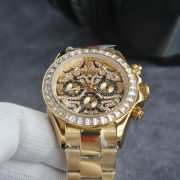Rolxx Daytona "Eye of the Tiger" Gold Dial Steel Watch Band Size:40mm - Image 2