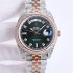 Rolxx Day-Date Full Diamond 40mm Luxury Green Dial