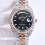 Rolxx Day-Date Full Diamond 40mm Luxury Green Dial