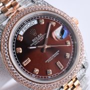 Rolxx Day-Date Full Diamond 40mm Luxury Red Dial - Image 3