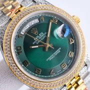 Rolxx Day-Date Full Diamond 40mm Luxury Dark Green Dial - Image 3
