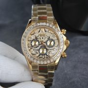 Rolxx Daytona "Eye of the Tiger" Gold Dial Steel Watch Band Size:40mm
