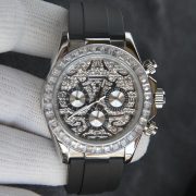 Rolxx Daytona "Eye of the Tiger" White Gold Dial Rubber Watch Band Size:40mm