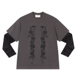 "Foliage" Double Layered Tee T-Shirt "Black" 241 WTS024P8 SOFTBLK